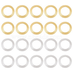 20Pcs 2 Colors Brass Linking Rings, Lead Free & Cadmium Free, Textured Round Ring, Mixed Color, 18x2mm, Inner Diameter: 12mm, 10pcs/color(KK-BC0012-90)