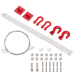 AHANDMAKER Toy Car Accessories Kits, Including Iron and Steel Trailer Chain Set, Iron with Alloy Health Gear RC Car Tow Hook Set, Red, 995x4.5x1mm(FIND-GA0001-47)