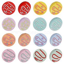 16Pcs 8 Colors Doughnut Food Grade Eco-Friendly Silicone Beads, Chewing Beads For Teethers, DIY Nursing Necklaces Making, Mixed Color, 26.5x8mm, Hole: 2mm, 2pcs/color(SIL-CA0002-64)