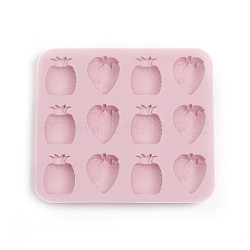 Food Grade Silicone Molds, Fondant Molds, Ice Cube Molds, For DIY Cake Decoration, Chocolate, Candy, UV Resin & Epoxy Resin Jewelry Making, Strawberry & Pineapple, Pink, 145x130x14.5mm, Strawberry: 34.5x26.5mm, Pineapple: 31x24.5mm(DIY-I021-31)