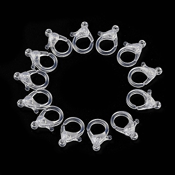 Transparent Plastic Lobster CLaw Clasps, Clear, 26x19x6mm, Hole: 2mm