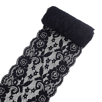 Elastic Lace Trim, Lace Ribbon For Sewing Decoration , Black, 145~160mm