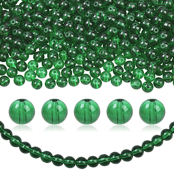 3 Strands Baking Paint Transparent Glass Round Bead Strands, Green, 8.5~9mm, Hole: 1.5mm, about 100~105pcs/strand, 31.80''(80.77cm)