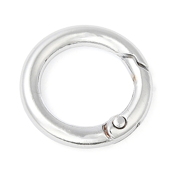 Rack Plating Brass Spring Gate Rings, Round Ring, Lead Free & Cadmium Free, Long-Lasting Plated, Platinum, 6 Gauge, 25x4mm