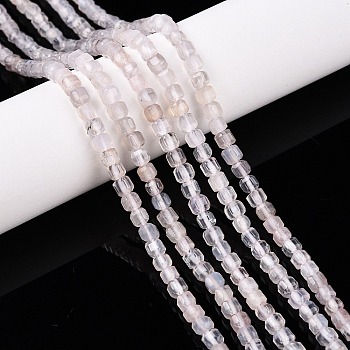 Natural White Agate Beads Strands, Faceted Table Cut Cube, Old Lace, 3~3.5x3.5~4x3~3.5mm, Hole: 0.8mm, about 92~111pcs/strand, 12.24~14.92''(31.1~37.3cm)