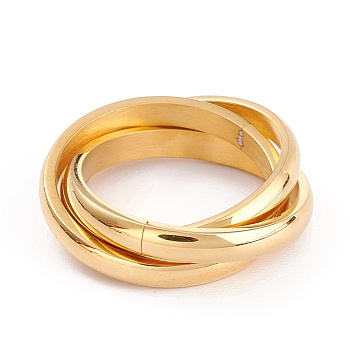 Ion Plating(IP) Unisex 304 Stainless Steel Finger Rings, Criss Cross Rings, Golden, Size 9, 2.8~7mm, Inner Diameter: 18.9mm