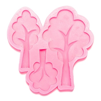 Tree Fondant Molds, Food Grade Silicone Molds, For DIY Cake Decoration, Chocolate, Candy, UV Resin & Epoxy Resin Craft Making, Hot Pink, 137x135x10mm, Tree: 89x43mm, 63x44mm and 118x73mm