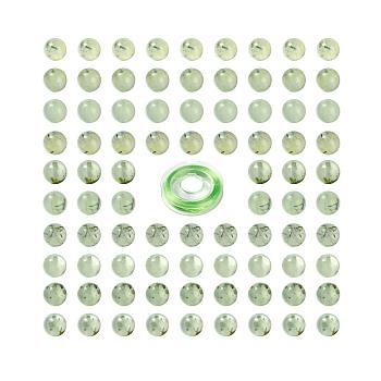 DIY Natural Prehnite Beads Jewelry Set Making, Bracelet & Necklace, with Strong Stretchy Beading Thread, 100Pcs/Set