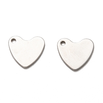 201 Stainless Steel Charms, Laser Cut, Heart, Stainless Steel Color, 11.5x10.5x1mm, Hole: 1.4mm