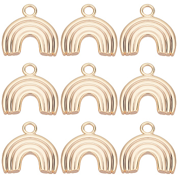 10Pcs Brass Charms, Rainbow Charms, Real 18K Gold Plated, 14x14.5x1mm, Hole: 2mm
