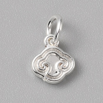 Brass Charms, with Jump Ring, Silver, Cloud, 10x8x2mm, Hole: 4mm