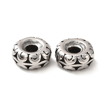 316 Stainless Steel Beads, Rondelle, Antique Silver, 9.5x4mm, Hole: 3mm