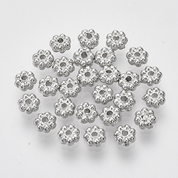 CCB Plastic Spacer Beads, Flower, Platinum, 4.5x2mm, Hole: 1mm, about 1554pcs/37g