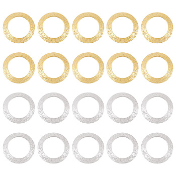20Pcs 2 Colors Brass Linking Rings, Lead Free & Cadmium Free, Textured Round Ring, Mixed Color, 18x2mm, Inner Diameter: 12mm, 10pcs/color