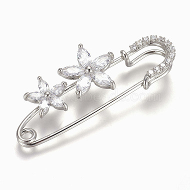 Clear Brass+Cubic Zirconia Safety Brooch