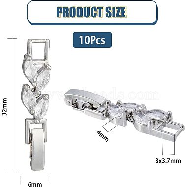 スーパーファインディング 10 個真鍮クリアキュービックジルコニア時計バンドのクラスプ(ZIRC-FH0001-38P)-2
