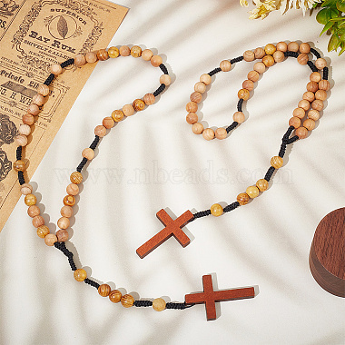Arricraft madera cruz colgante decoraciones(HJEW-AR0001-12)-5
