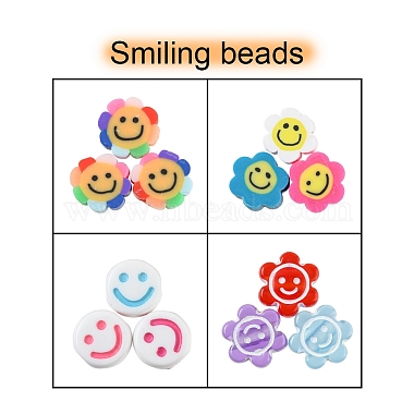 120Pcs 4 Style Smiling Face Beads for DIY Jewelry Making Finding Kits(DIY-YW0005-10)-2