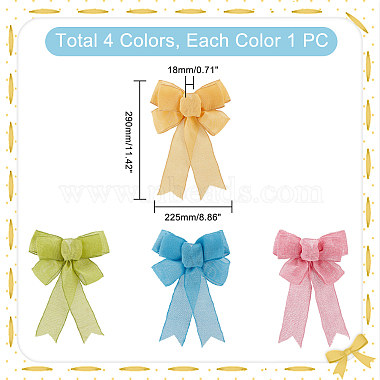 4Pcs 4 Colors Polyester Imitation Linen Bowknots(DIY-GA0005-35)-2