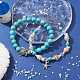 2Pcs 2 Style Synthetic Turquoise & Glass & Shell Stretch Bracelets with Tortoise(BJEW-JB10091-02)-5