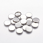 Tarnish Resistant Flat Round 304 Stainless Steel Plain Edge Bezel Cups, Cabochon Settings, Stainless Steel Color, 14x2mm(Y-STAS-S028-29)