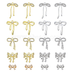 20Pcs 10 Styles Alloy & Brass Rhinestone Pendants, Lead Free & Cadmium Free & Nickel Free, Bowknot Charms, Mixed Color, 9~28.5x13~20x2~5mm, Hole: 1.5~1.8mm, 2pcs/style(FIND-GA0005-09)