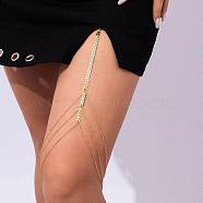 Shell Shape Tassel Alloy Thigh Chain, Lace Stretch Band Body Chain for Women, Golden, 450~500mm(WG1C085-09)