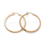 304 Stainless Steel Hoop Earrings, Ring, Golden, 42x41.5x3.5mm, Pin: 0.7mm(X-EJEW-F272-12B-G)