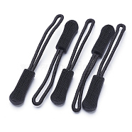 Zipper Pull Cords, Nylon Cords with Plastic Zipper Puller, Black, 66x8.5x6mm, Cord: 1.2mm(X-FIND-WH0001-04A)