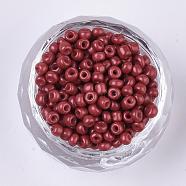 Glass Seed Beads, Opaque Colours, Dark Red, 3mm, Hole: 1mm, 962pcs/50g(X-SEED-S002-K14)