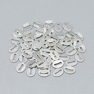 925 Sterling Silver Slice Chain Tabs, Oval with Bone Design, with 925 Stamp, Silver, 5.5x4x0.5mm(STER-T002-253S)