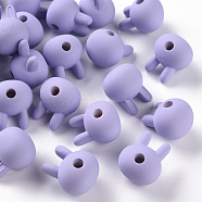 Acrylic Beads, Rubberized Style, Half Drilled, Rabbit, Lilac, 19x16.5x14.5mm, Hole: 3.5mm(OACR-S039-02-47)