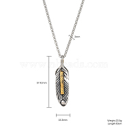 Feather Pendant Necklaces,  Stainless Steel Rolo Chain Necklaces(PW8265-1)
