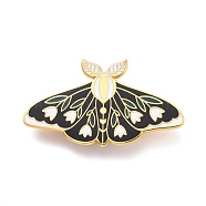Butterfly with Flower Enamel Pin, Exquisite Alloy Enamel Brooch for Backpack Clothes, Golden, White, 25x45x8.5mm, Pin: 0.7mm(JEWB-I016-11G)
