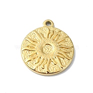 Ion Plating(IP) 304 Stainless Steel Pendants, Real 18K Gold Plated, Flat Round Charm, Sun, 17.5x15.5x2mm, Hole: 1.2mm(STAS-B058-15G-02)