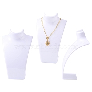 Organic Glass Necklace & Earring Standing Bust Displays, White, 135x64x210mm(X-NDIS-E006-2A)