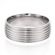 201 Stainless Steel Grooved Finger Ring Settings, Ring Core Blank for Enamel, Stainless Steel Color, 8mm, Size 11, Inner Diameter: 21mm(STAS-WH0047-04S)