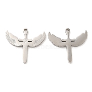 316L Surgical Stainless Steel Pendants, Laser Cut, Sword with Wing Charms, Stainless Steel Color, 16.5x18x1mm, Hole: 1mm(STAS-F297-13P)