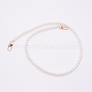 White Acrylic Round Beads Bag Handles, with Zinc Alloy Swivel Clasps and Steel Wire, for Bag Replacement Accessories, Light Gold, 80cm(FIND-TAC0006-22C-01)