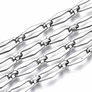 304 Stainless Steel Link Chains, with Spool, Unwelded, Nickel Free, Stainless Steel Color, 15x7x1.5mm, about 32.81 Feet(10m)/roll(CHS-T003-10P-NF)