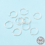 925 Sterling Silver Hoop Earrings, Chunky Small Huggie Hoop Earrings for Women, Silver, 24x23x2mm, Pin: 0.6x1.2mm(STER-P047-13C-S)