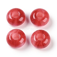 Resin European Beads with Glitter Powder, Large Hole Beads, Rondelle, FireBrick, 13.5x7.5mm, Hole: 5mm(RESI-F055-07E)