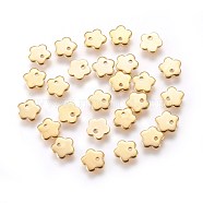 201 Stainless Steel Charms, Flower, Golden, 7x7x1mm, Hole: 1mm(STAS-E447-17G)