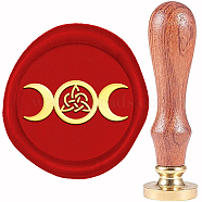 Brass Wax Seal Stamp, with Wood Handle, Golden, for DIY Scrapbooking, Moon Pattern, 20mm(AJEW-WH0337-006)