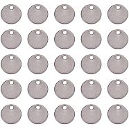 304 Stainless Steel Stamping Blank Tag Pendants, Flat Round, Stainless Steel Color, 8x0.6mm, Hole: 1.5mm(STAS-PH0010-25)