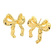 Rack Plating Brass Stud Earrings, Long-Lasting Plated, Lead Free & Cadmium Free, Bowknot, Real 18K Gold Plated, 27.5x24mm(EJEW-M247-18G)