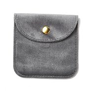 Velvet Jewelry Storage Pouches, Square Jewelry Bags with Golden Tone Snap Fastener, for Earring, Rings Storage, Gray, 8x8x0.75cm(ABAG-C003-02A-02)