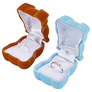 2Pcs 2 Colors Bear-Shaped Plastic Flocking Boxes, with Mat Inside, for Earrings, Rings, Necklaces Storage, Mixed Color, 5.3x4.4x3.8cm, 1pc/color(CON-GF0001-09)