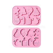 2Pcs DIY Christmas Theme Food Grade Silicone Molds, Fondant Molds, Resin Casting Molds, for Chocolate, Candy, UV Resin & Epoxy Resin Craft Making, Mixed Shapes, Pearl Pink, 188x129x8mm(DIY-CJ0002-13)