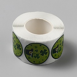 Clover Paper Stickers, Self-Adhesive Paper Gift Tag Stickers, for Party, Decorative Presents, Yellow Green, 25mm, 500pcs/roll(DIY-WH0780-08)